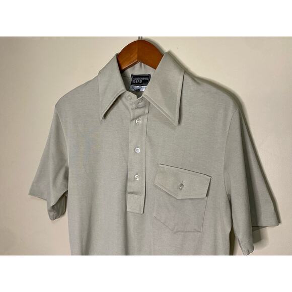 Vintage Christopher Rand Polo Shirt Men's Medium Tan 55/45 Chest Pocket - Picture 2 of 7